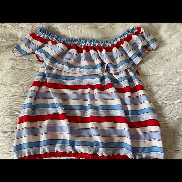 Dex Off the Shoulder Plus Printed Tied Blouse - Picture 3 of 5